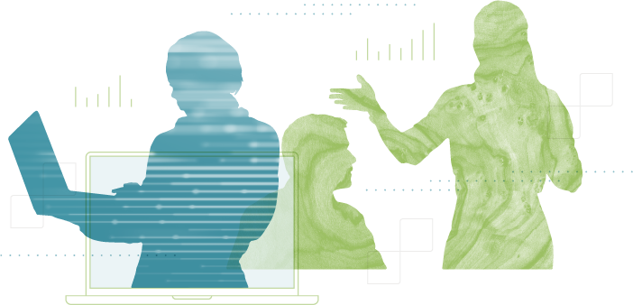 illustration of profession al learning trainers talking